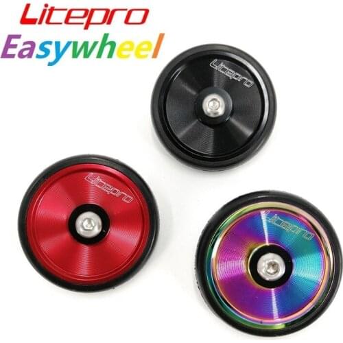 Litepro ForBrompton Folding Bike Easywheel Solid Thicken Aluminum Alloy Easy Wheel Black Red Colorful