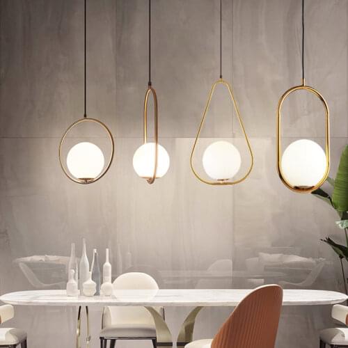 Nordic Chandeliers Led Single Head Personality Glass Ball Restaurant Table Bar Lamp Modern Led Chandeliers