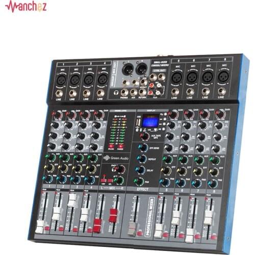 Manchez-ET8 Professional 8 Channel Audio Mixer USB High Bass Mixing Console MP3 Karaoke Amplifier DJ Equipment