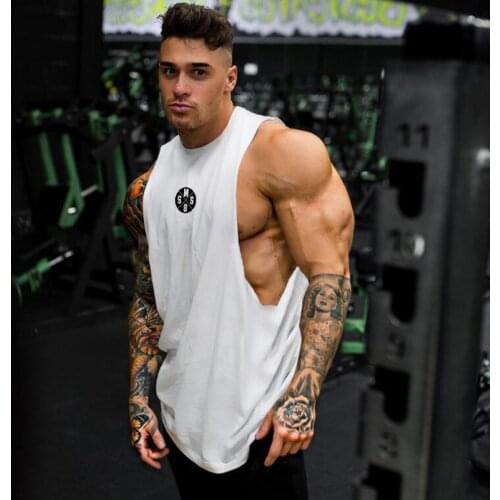 Muscleguys Mens Workout Tank Tops Fitness Bodybuilding Clothing Low Cut Armholes Vivid Vest Muscle Singlets Men Activewear Tank