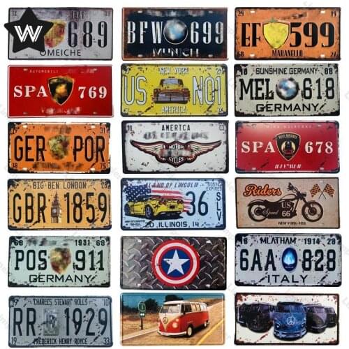 Route 66 Metal Sign Vintage License Tin Plate Shabby Wall Art Wall Sticker Retro Tin Plaque for Man Cave Bar Pub Club Decoration