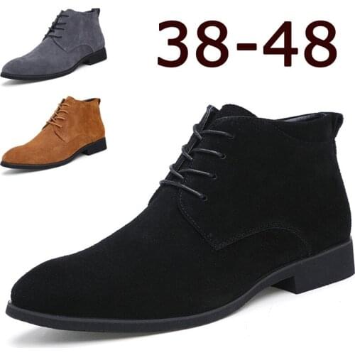 2019 Plus Size Men Boots Solid Casual Leather Autumn Winter Ankle Boots Brand Male Suede Leather Men Shoes zapatos de hombre 88