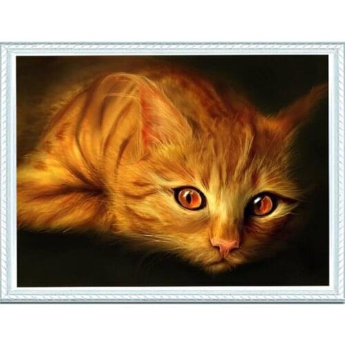 Oneroom Animal Yellow Cat Needlework,Embroidery,Child Pet DIY DMC 14CT Unprinted Cross stitch kits,Arts Cross-Stitching