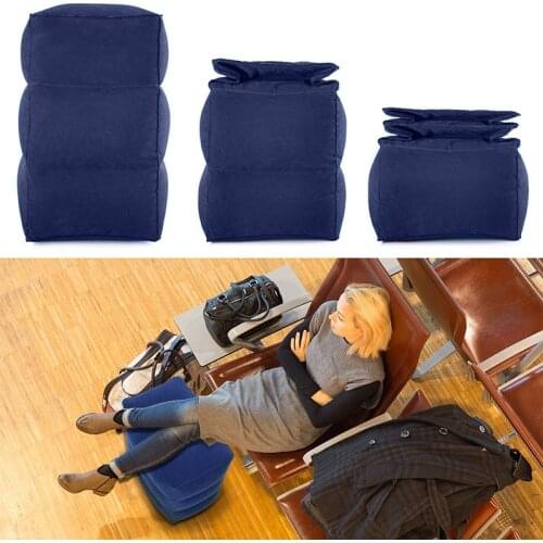 New Inflatable Height Adjustable Kids Flight Footrest Pillow Navy/Gray Design Inflatable Travel Pillow Foot Pad Foot Rest Pillow