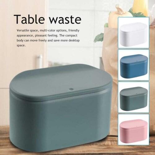 Mini Desktop Cans Practical Waste Bins With Lid Household Clean Trash Desk Gift