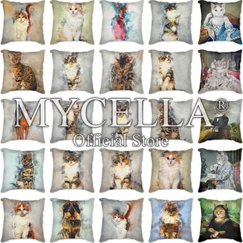 Animals Cats Pillow Cover Home Cotton Cushion Cover 45*45cm Decoratives Cushions For Sofa Seater Covers Car Pillow Case