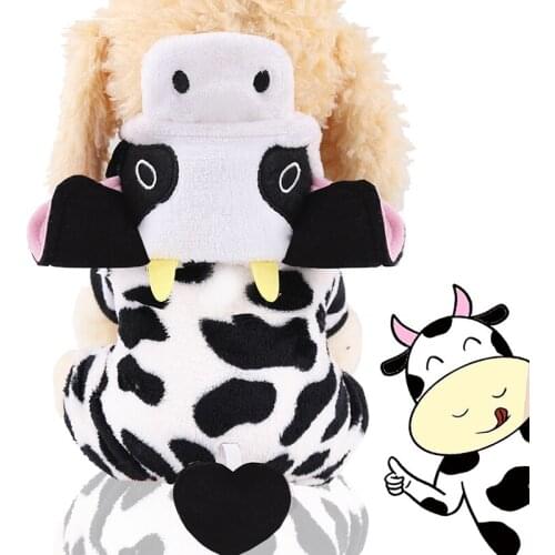 Pet Clothes Autumn And Winter Coral Fleece Transformation Transformed Into Cow Cartoon Clothes Small And Medium-Sized Dogs