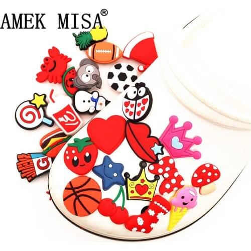 Single Sale 1pc PVC Shoe Charms Animals Ball Cherry Lollipop Starfish Shoe Buckle Decoration for croc jibz Kids Party X-mas Gift