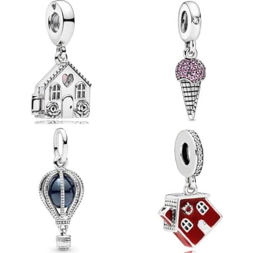 Original Pink Enamel Rose & Heart Perfect Home Locket Pendant Bead Fit Europe Bracelet 925 Sterling Silver Charm DIY Jewelry