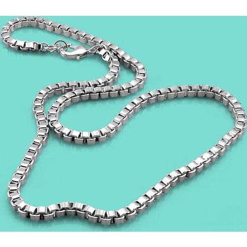 Classic Mens 100% 925 Silver Necklace 3MM Box Chain Necklace Fashion Jewelry Accessories Gift Lobster Claw Clasp
