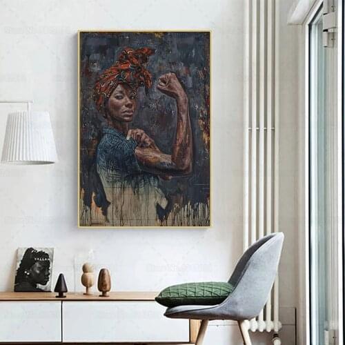 Powerful Black Women Poster Hipster Style Girls Power Feminist Canvas Painting Wall Art Decor for Living Room