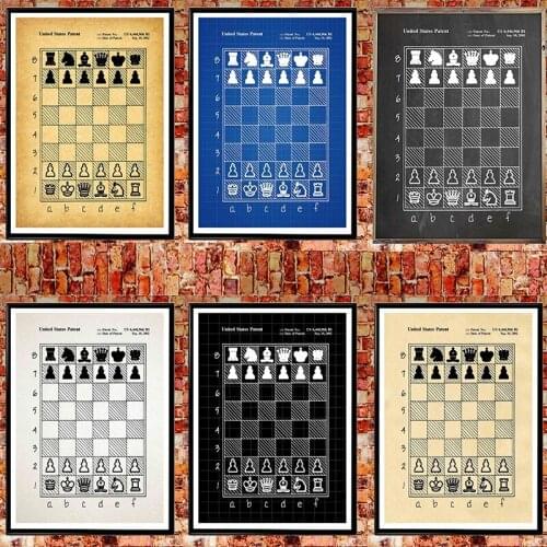 Prints Chess Decor Chess Wall Art Chess patent Poster Canvas Painting hd print wall art picture for home decor birthday gift