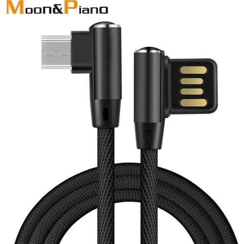 90 Degree Right Angle Elbow Data Cable Type c Micro USB Charger Cable 2.4A Fast Charging High Quality Wire 1m