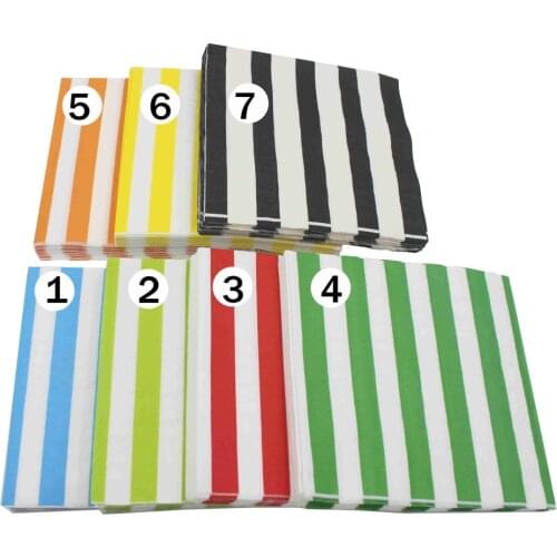 33x33cm 20Napkins/lot Color Printed Napkin Stripe Creative Paper Towel DIY Birthday Wedding Anniversary Days Party Decoration