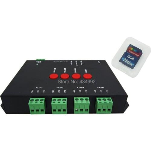 T-4000S SD Card pixel Led Controller Support DMX512 LED 5-24V For TM1804 TM1812 TM1809 WS2801 LPD8806 LPD6083 H1606 Led Strip