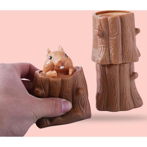 Squeeze Toy Telescopic Squirrel Arise Design Silicone Stress Relief Decompression Toy for Prank
