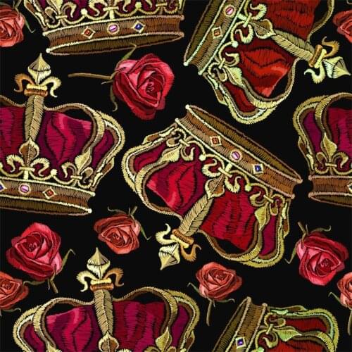 145cm*100cm Spandex swimsuit fabric custom crown image printing high-end floral fabric ladies shirt DIY clothing patchwork