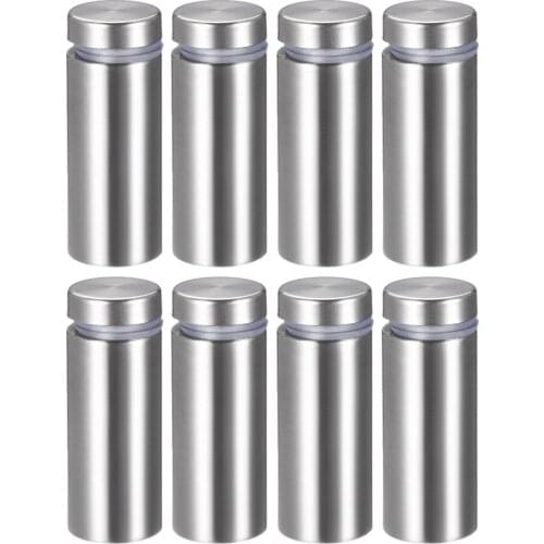 Uxcell 8pcs 16/19/25mm Stainless Steel Glass Fastener Advertisement Standoffs Pin Nails Billboard Fixing Screw w rubber spacer