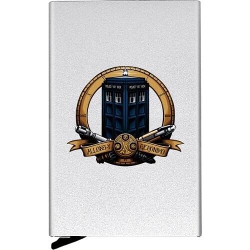 High Quality Doctor Who Theme Automatic Pop Up Credit Card Holder Cover Rfid Aluminum Pocket Wallet