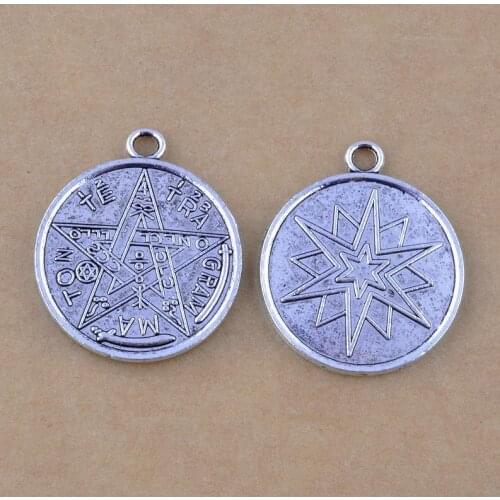 Jewelry Findings 20pcs/lot Antique Silver Tone Protection Amulet Pendants 32x28mm J0516