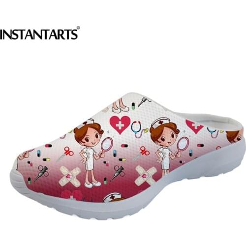 INSTANTARTS Women Nursing Mesh Sandals Gradient Cartoon Nurse Medical Brand Design Breathabel Beach Slipper Sandalias Mujer 2020