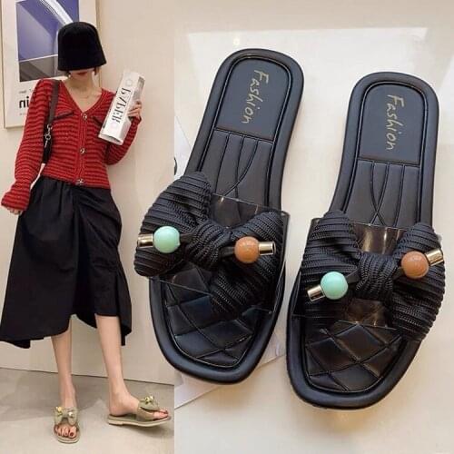 Ladies' New Net Celebrity Korean Bow Slippers Summer Fashion Casual Trendy Sandals and Slippers