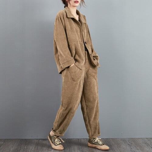 Spring Autumn Plus Size Fashion Suit Womens Hooded Striped Sweatshirt + Elastic Waist Trousers Casual Corduroy Two-piece Set