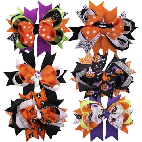 XIMA 1PC Halloween Multi-color Hair Clips Kids Hair bows Festival For Girls Cute Cartoon Pattern Hair Accessories
