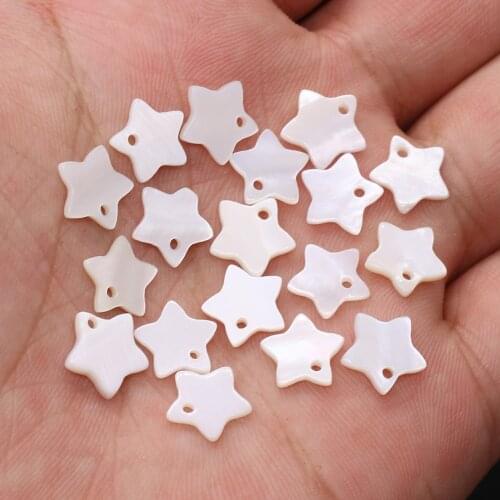 10pcs Natural Freshwater Five-pointed Star White Mother of Pearl Shell Bead for Necklace Jewelry Making Size 10x10mm 12x12mm