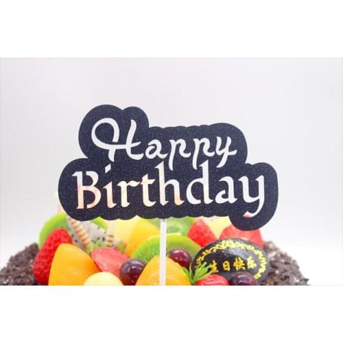10pcs Happy Birthday Cake Topper Flags Glittler PaperBoard For Birthday Party Cake Baking Decor Hot Sale