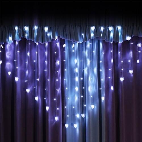 124 LED Fairy String Lights Love Heart USB Power Icicle Wedding Party Home Garden Bedroom Outdoor Indoor Wall Decoration