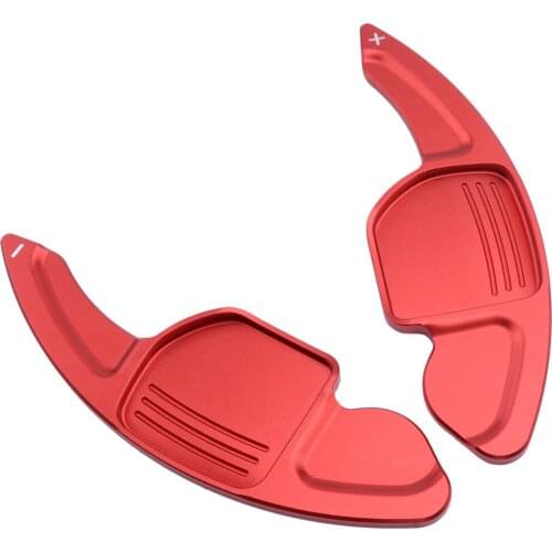 2pcs Car Steering Wheel Shift Paddle Gear Shifter Extension Accessories Aluminum Alloy Red Fit for Audi TT Q7 R8 A6 S4