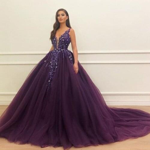 2020 Luxury Scoop Neck Glitter Crystal Beading Sleeveless A Line Floor Length Tulle Prom Dresses