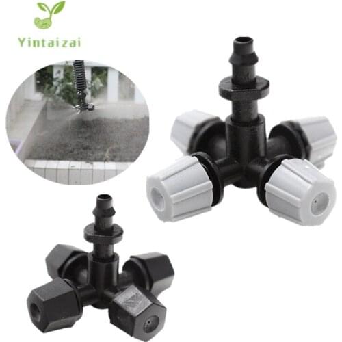 50PCS Cross Fogger With 1/4" Barbed Misting Automatic Watering Sprayer Spray Atomization Irrigation Drip Irrigation Fittings