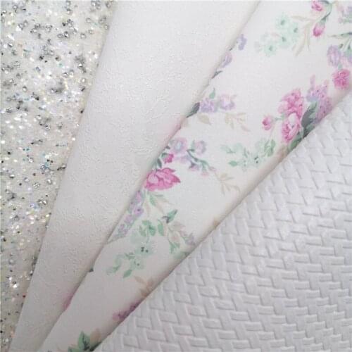 White Chunky Glitter Leather Fabric Flowers Synthetic Leather Vinly Sheets For Earrings BOWS DIY 21X29CM G508