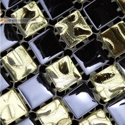 Free shipping! dark blue mixed golden color glass mosaic tiles 12x12 ", bathroom mosaic tiles, HOMER MOSAIC, HMM1039