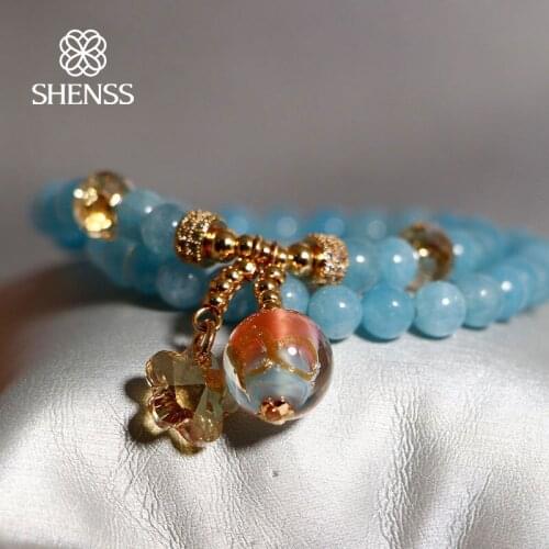 SHENSS Original Natural Crystal Bracelet Only Multi-layer Elastic Bracelet For Women Girls SC0025