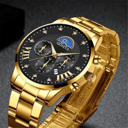 Men watch Gaiety Brand Business Gold Diamond Fashion Calendar Luxury Waterproof Quartz Wristwatch Relogio Masculino