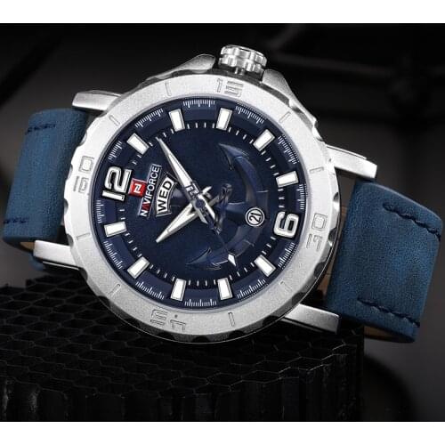 NAVIFORCE Mens Sport Watch Luxury Brand Men Leather Waterproof Analog Quartz Clock Fashion Casual Wristwatches Relogio Masculino