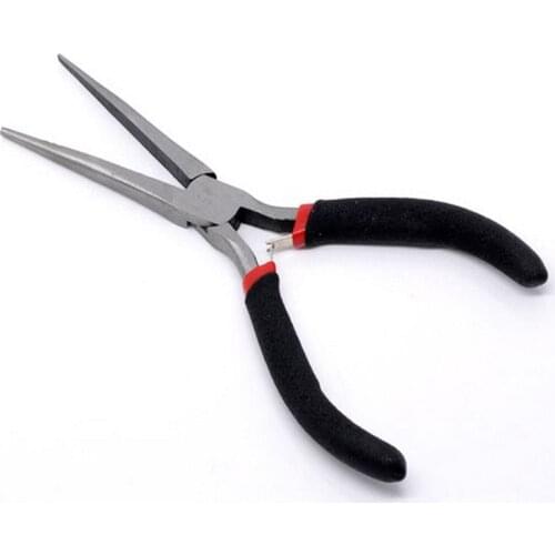 Urijk Functional Insulated Non-slip Diagonal Long Nose Pliers Needle Pliers Electrical Wire Chrome Vanadium Black Bent Hand Tool