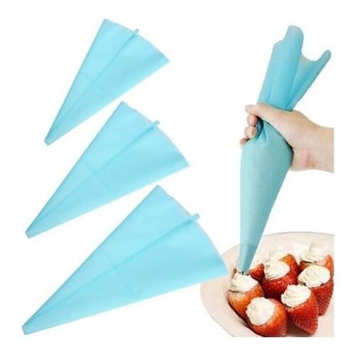 DIY Cake Decorating Tools Blue Silicone Reusable Confectioner Piping Cream Pastry Bag 3 Sizes Dough Dispenser
