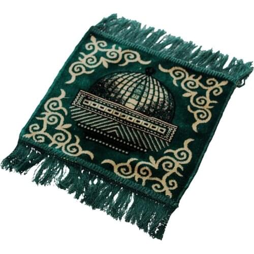 Islamic Velvet Prayer Rug with Tassel Jacquard Muslim Small Square Mat Carpet Y1QB