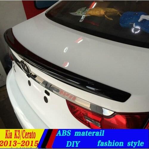 Use for Kia cerato K3 spoiler 2013-2015 cerato K3 lip Spoiler High Quality ABS Material Car Rear Wing Primer Color Rear Spoiler