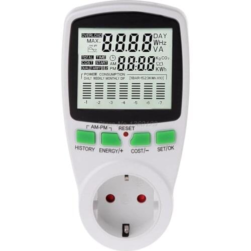AC Power Meters 220v digital wattmeter eu energy meter watt monitor electricity cost diagram Measuring socket analyzer AUG_22