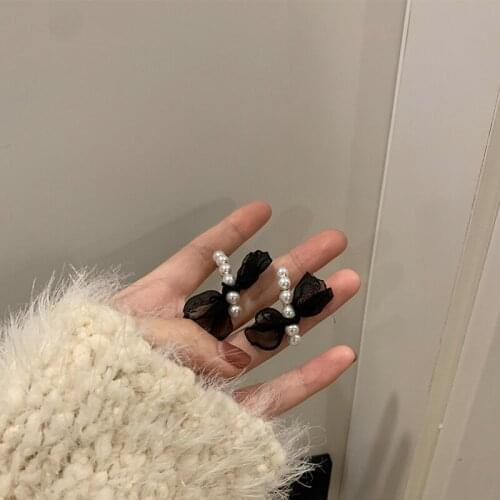 Korean Pearl Chiffon Yarn Bowknot Stud Earrings for Women 2021 New Trendy Jewelry Elegant Earrings Female Delicate Ear Studs