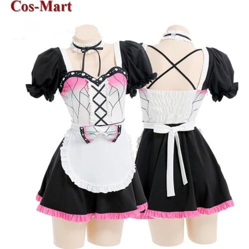 Anime Demon Slayer:Kimetsu No Yaiba Kochou Shinobu Cosplay Costume Sweet Maid Uniform Dress Activity Party Role Play Clothing
