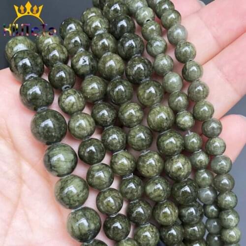Round Grass Green Jades Stone Beads Natural Loose Spacer Beads For Jewelry Making DIY Bracelet Accessories 15'' Strands 6/8/10mm