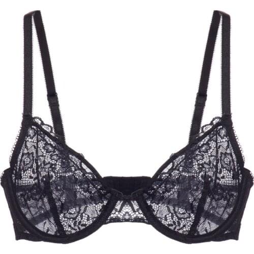 Mierside 0085 Womens Bra Black Lace Transparent Bra Sexy Push Up Bras A/B/C