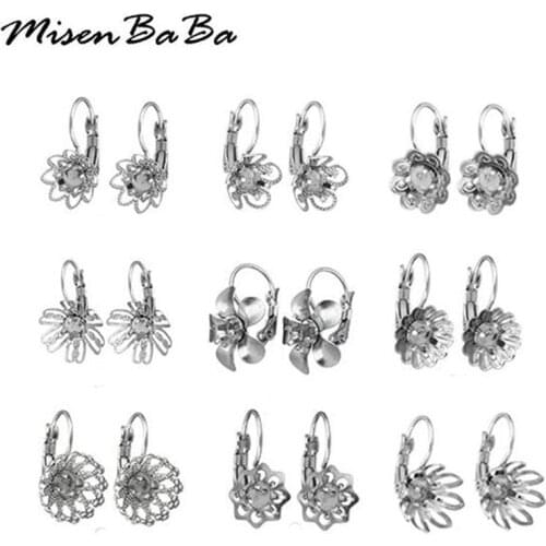 10PCS/lot Stainless Steel Blank French Lever Earring Setting Tray Cabochon Setting Cameo Base DIY Earrings Jewelry Making