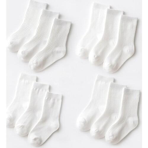 98% Cotton Boneless Seam hand sewn Double Needle Pure White Student Socks children College Socks School Uniform Matching Socks
